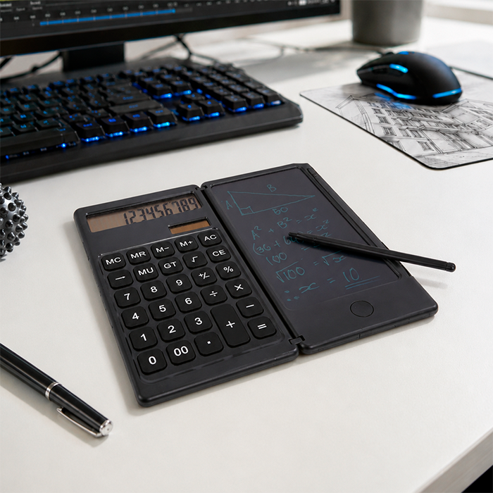 Foldable Calculator With Lcd Writing Pad And Pen